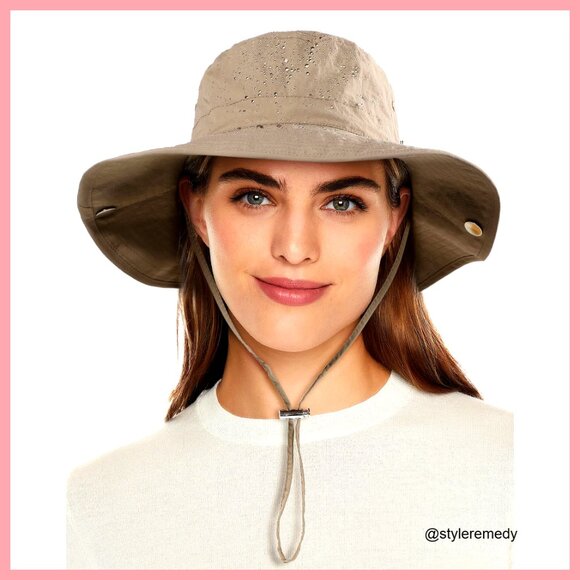Waterproof Nylon Bucket Sun Hat UPF50+ Wide Brim Foldable Floppy main image 5